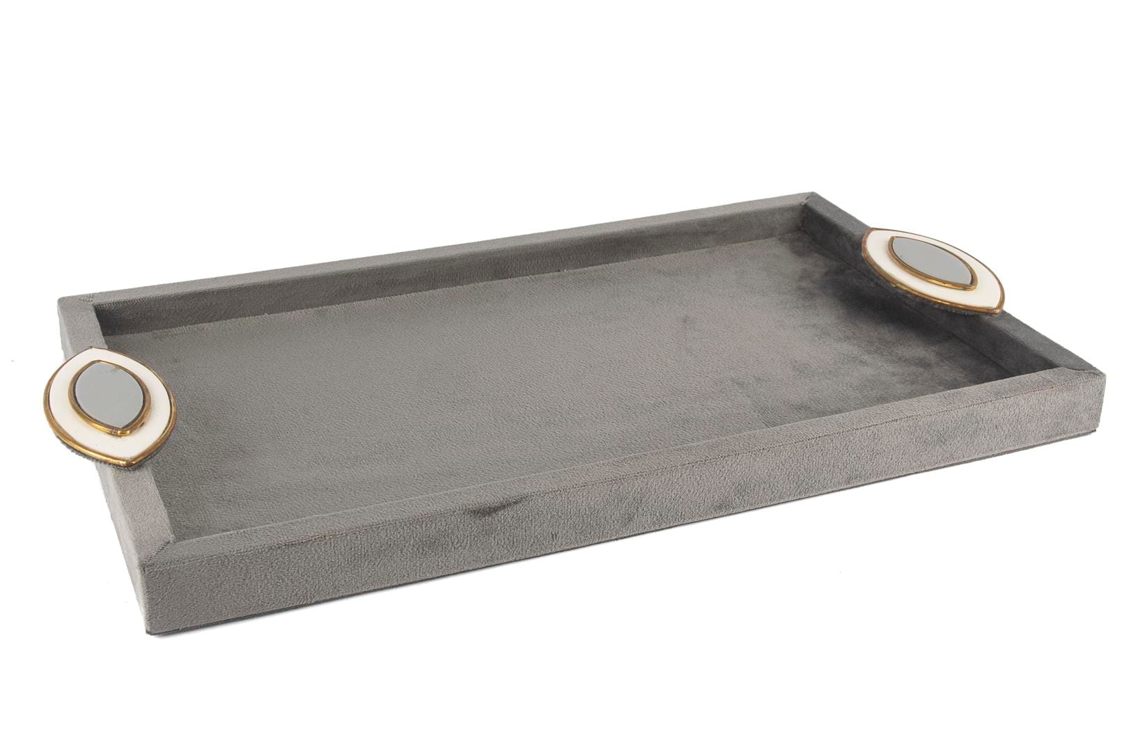 GRI GOLD KADİFE TEPSİ 38x23x3 cm