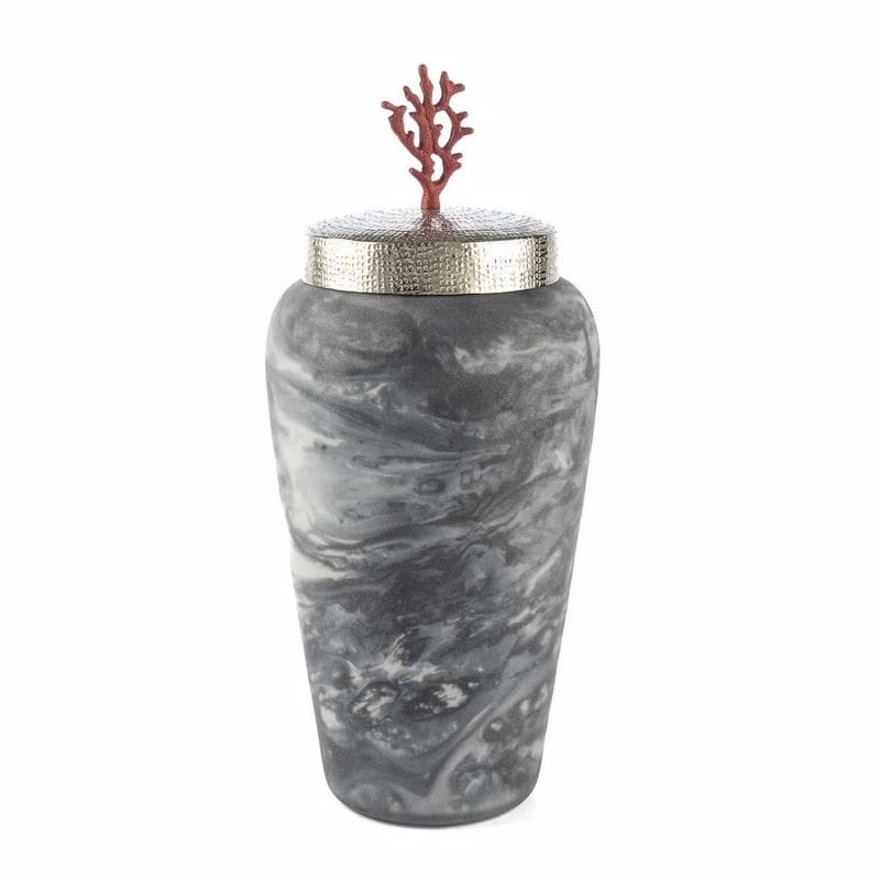 GRI KIRMIZI MERCAN CAM KUP 21x48cm
