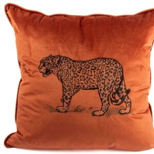 LEOPAR NAKISLI TURUNCU YASTIK 55x55