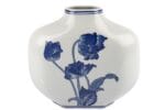 MAVI CICEKLİ BEYAZ SERAMIK VAZO 32x10x32 cm