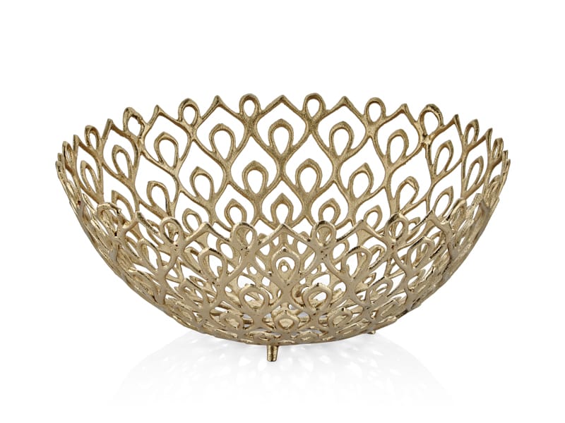 PEACOCK GOLD YUVARLAK BUYUK DEKORATIF KASE 47X47X19 CM