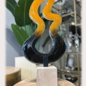 Cam Dekor Turuncu Siyah Traventen Kaideli 25X55 CM