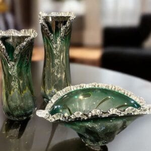 FÜME-YEŞİL KRİSTALİZE LÜX VAZO 36CM