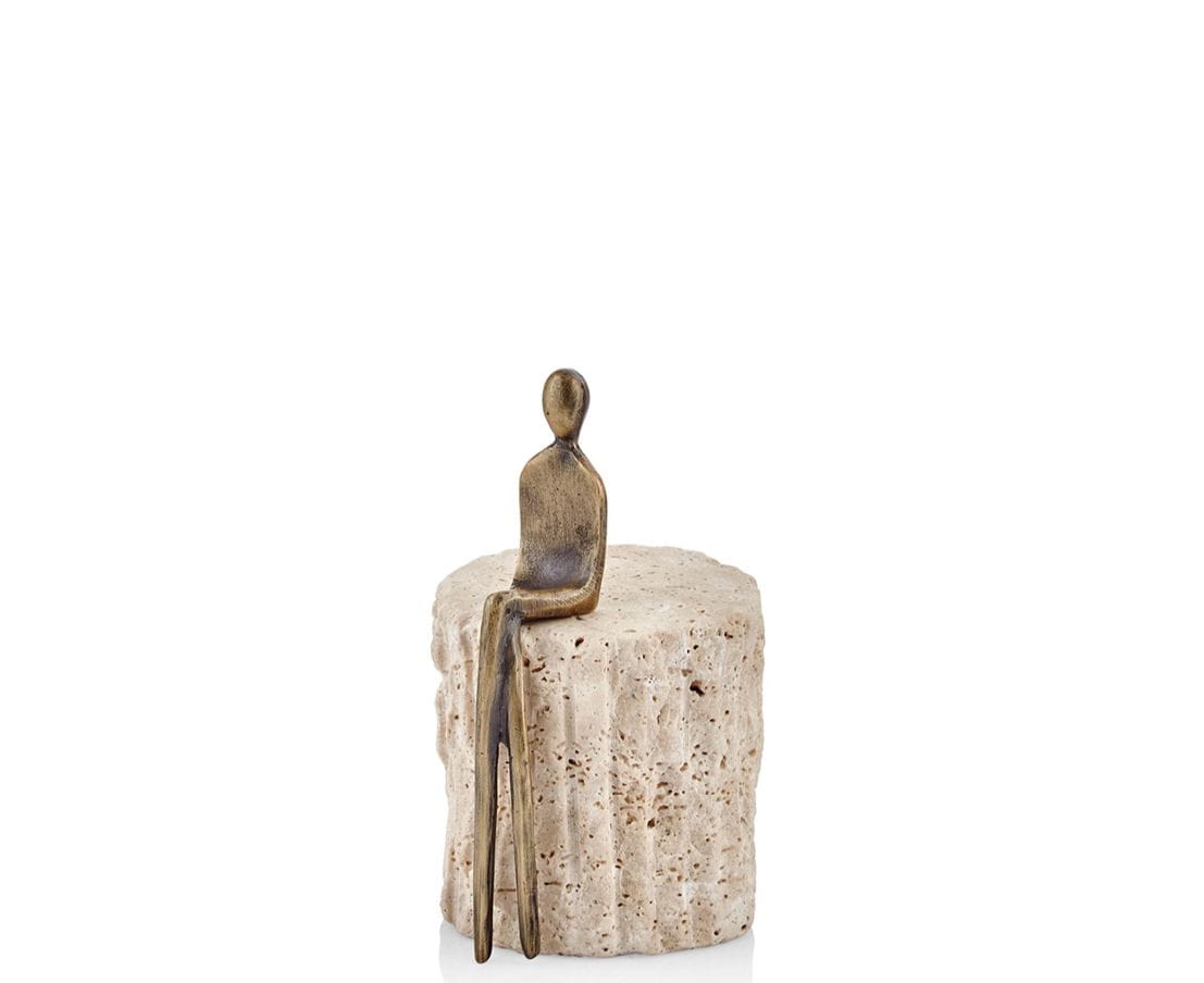NATUREL MERMER ÜZERİNDE OTURAN ADAM TRAVERTEN 10X16CM