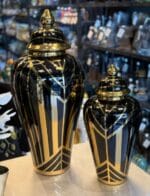 PORSELEN KÜP SİYAH GOLD DETAYLI 60CM