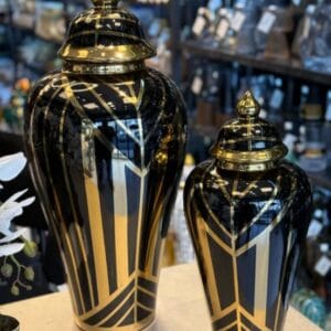 PORSELEN KÜP SİYAH GOLD DETAYLI 60CM