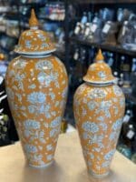 PORSELEN TURUNCU ÇİÇEK DESENLİ KÜP 60 CM