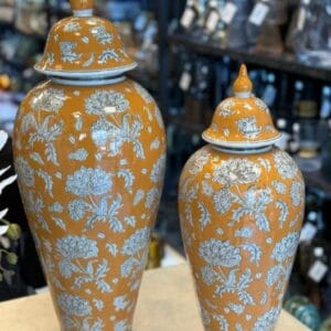 PORSELEN TURUNCU ÇİÇEK DESENLİ KÜP 47 CM