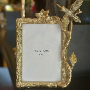 DÖKÜM CAM LÜX GOLD KUŞLU RESİM ÇERÇEVESİ 5x7Cm