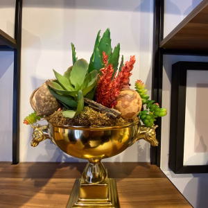 Lion Bowl Gold Vazo Aranjman