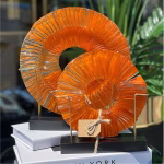 2 Lİ AHŞAP KAİDE CAM FÜZYON ŞEFFAF TURUNCU