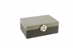 YEŞİL CAM ÇİÇEKLİ DEK KUTU 22x17x9 CM
