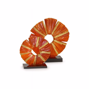 ALTIN VARAKLI BOYALI TURUNCU CAM STANDI DİSK  2Lİ