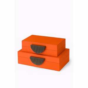 DERİ KUTU DİNAR TURUNCU 2 'li SET